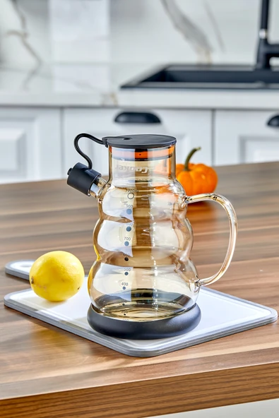 Cooker 1.1 Litre Borosilikat Cam Yağlık ve Sirkelik Zeytinyağ Şişesi Şeffaf ürün görseli 1