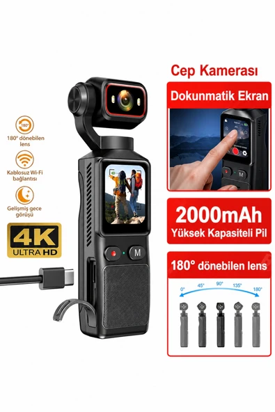 Glr L19 4K Ultra HD Wi-Fi Vlog Kamerası 180 Dönebilir Lens, 6 Eksenli Sarsıntı Önleyici ürün görseli 1
