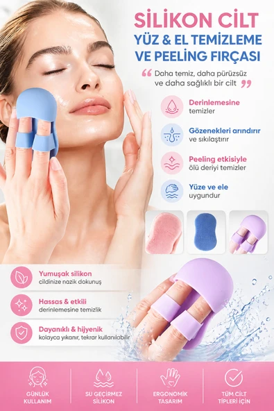 Silikon Yüz ve El Temizleme Fırçası Peeling Etkili Gözenek Temizleyici Masaj Aparatı ürün görseli 1