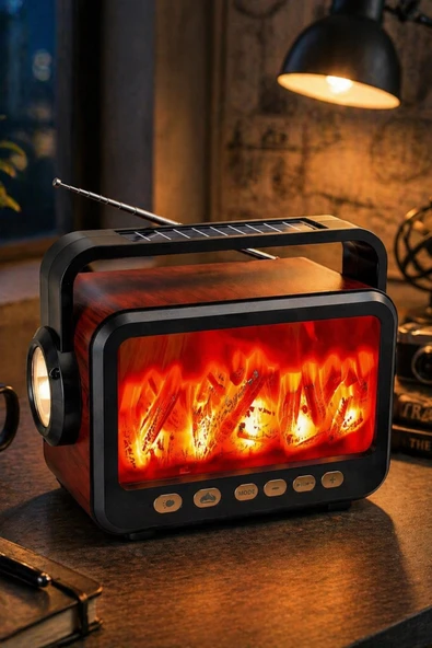 Fepe FP-337-S Solar Panelli FM Radyo ve Şömine Efektli Bluetooth Speaker ürün görseli 1