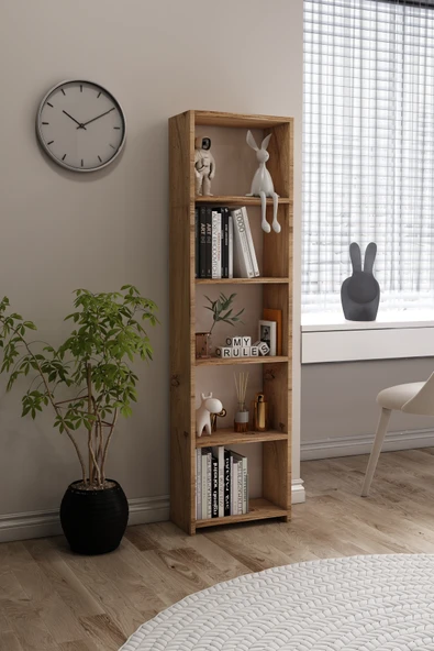 TUMBLERA Libro Pine Kitaplık 5 Raflı Çok Amaçlı Düzenleyici Raf 160 cm Dekoratif Atlantik Çam ürün görseli 1
