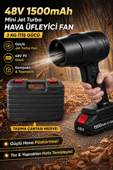 Şarjlı Hava Üfleyici Çok Güçlü Jet Turbo Fan 48V 4000mAh 2KG İtiş Güçlü Taşınabilir Hava Üfleme Makinası ürün görseli 1