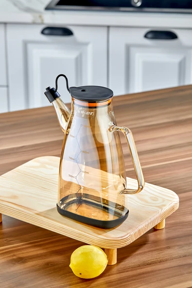 Cooker 1.1 Litre Borosilikat Cam Yağlık ve Sirkelik Zeytinyağ Şişesi Şeffaf ürün görseli 1