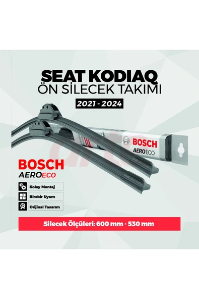 Skoda Kodiaq Haz. 2021-2024 Uyumlu Ön Silecek Takımı | Aeroeco Serisi | 2'li Set | ürün görseli 1