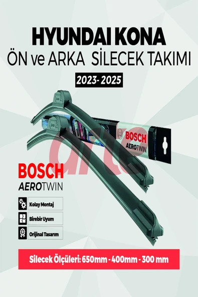Hyundai Kona 2 Ön Ve Arka Silecek Takımı Nis. 2023-2025 Uyumlu | Aerotwin 3'lü Set | ürün görseli 1
