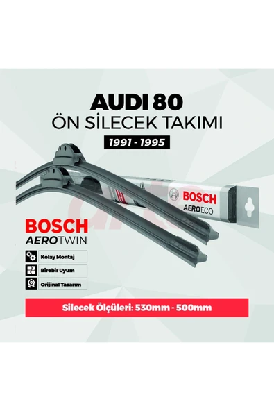 Audi 80 Eyl. 1991-may. 1995 Uyumlu Ön Silecek Takımı | Aeroeco Serisi | 2'li Set | ürün görseli 1