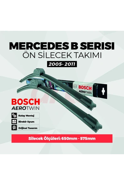 Mercedes Benz B150 Ön Silecek Takımı Nis. 2005 - May. 2011 Uyumlu | Aerotwin Serisi | 2'li Set | ürün görseli 1