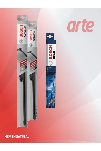 Voklswagen ID.4 2020-2026 Uyumlu | Bosch Aeroeco Flatwiper Serisi Ön Silecek Takımı | 3'lü Set | ürün görseli 1
