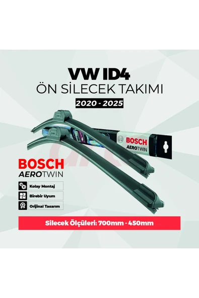 Volkswagen Volkswagen ID.4 Id4 Ön Silecek Takımı 2020-2025 Uyumlu | Aerotwin Serisi | 2'li Set | ürün görseli 1