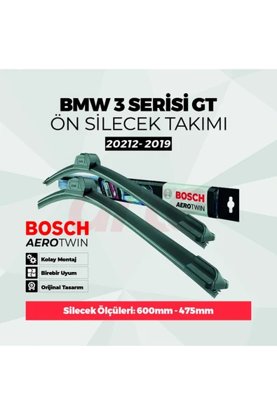 Bmw 3 Serisi Gt Ön Silecek Takımı 2013-2019 Uyumlu | Aerotwin Serisi | 2'li Set | ürün görseli 1