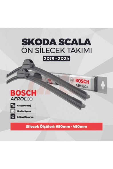 Skoda Scala 2019-2024 Uyumlu Ön Silecek Takımı | Aeroeco Serisi | 2'li Set | ürün görseli 1