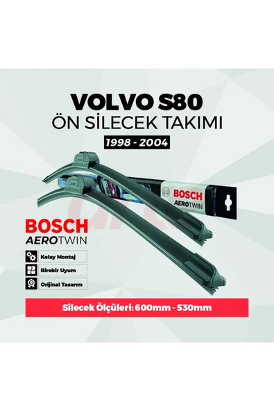 Volvo S80 Ön Silecek Takımı 1998-2004 Uyumlu | Aerotwin Serisi | 2'li Set | ürün görseli 1
