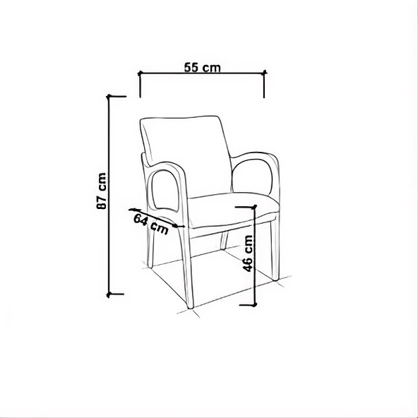 Curva Kolçaklı Hazeranlı Ahşap Sandalye - Resim 6