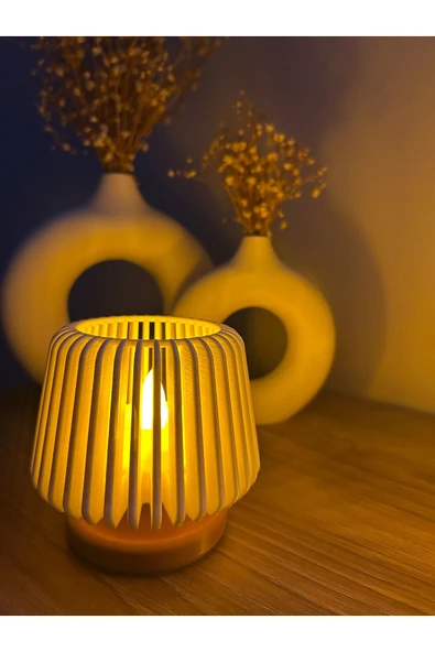 zulya Dekoratif Sıcak Işıklı LED Mumluk | Modern Tasarım | 9x10 cm ürün görseli 1