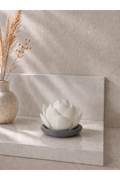 zulya Lotus Çiçeği LED Mumluk – Dekoratif Gece Lambası | Modern Minimal Mumluk ürün görseli 1