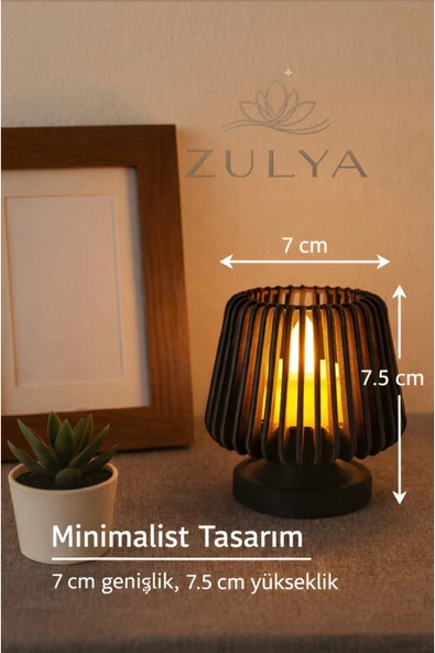 zulya Modern Dekoratif Tealight Mumluk – Sıcak Işık Yayan Şık Tasarım | 7 × 7,5 cm ürün görseli 1