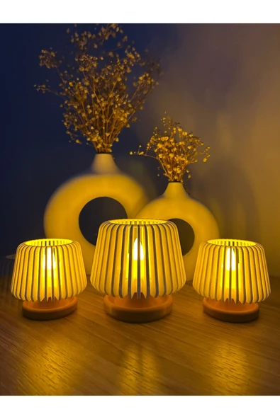 zulya 3’lü Dekoratif modern tealight Mumluk Seti – Sıcak Işıklı, Şık Ev Dekoru ürün görseli 1