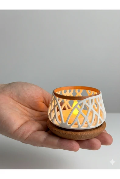 zulya Dekoratif LED Mumluk 7x5 cm – Biyo Plastik Modern Tasarım Tealight Mumluk (LED Mum Dahil) ürün görseli 1