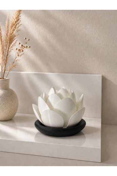 zulya Lotus Çiçeği LED Mumluk – Dekoratif Gece Lambası | Modern Minimal Mumluk ürün görseli 1