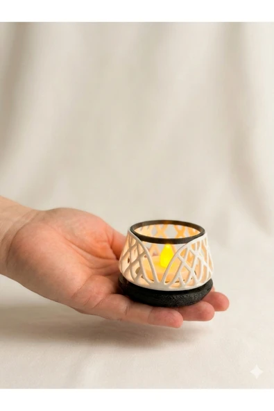 zulya Dekoratif LED Mumluk 7x5 cm – Biyo Plastik Modern Tasarım Tealight Mumluk (LED Mum Dahil) ürün görseli 1
