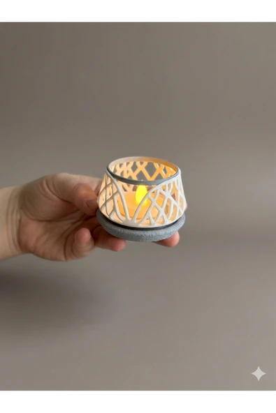 zulya Dekoratif LED Mumluk 7x5 cm – Biyo Plastik Modern Tasarım Tealight Mumluk (LED Mum Dahil) ürün görseli 1