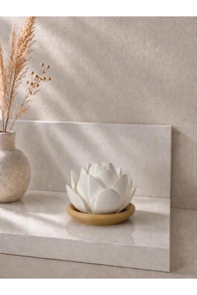 zulya Lotus Çiçeği LED Mumluk – Dekoratif Gece Lambası | Modern Minimal Mumluk ürün görseli 1