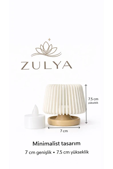 zulya Modern Dekoratif Tealight Mumluk – Sıcak Işık Yayan Şık Tasarım | 7 × 7,5 cm ürün görseli 1