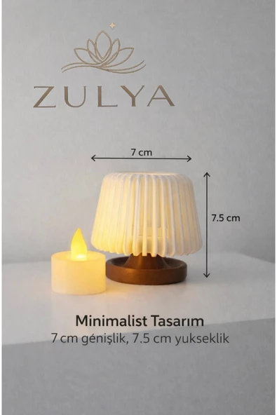 zulya Modern Dekoratif Tealight Mumluk – Sıcak Işık Yayan Şık Tasarım | 7 × 7,5 cm ürün görseli 1
