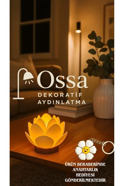 zulya Lotus Çiçeği Tasarımlı Dekoratif Plastik Led Mumluk Tealight - Sıcak ve Zarif Işık ürün görseli 1