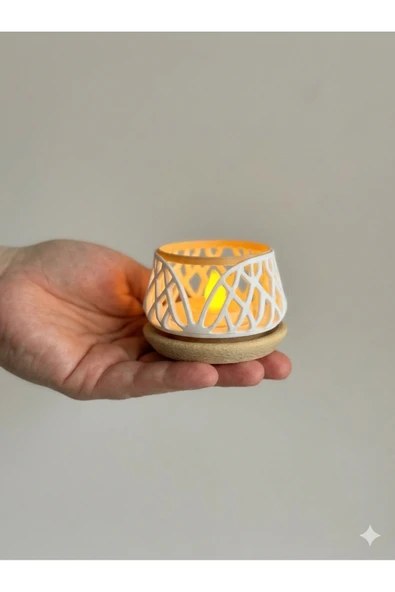 zulya Dekoratif LED Mumluk 7x5 cm – Biyo Plastik Modern Tasarım Tealight Mumluk (LED Mum Dahil) ürün görseli 1