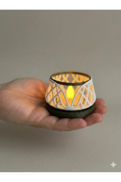 zulya Dekoratif LED Mumluk 7x5 cm – Biyo Plastik Modern Tasarım Tealight Mumluk (LED Mum Dahil) ürün görseli 1