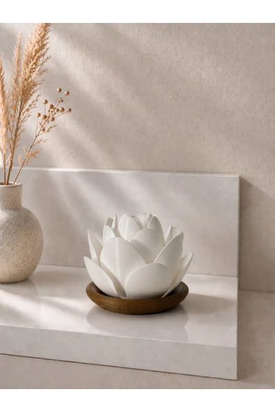 zulya Lotus Çiçeği LED Mumluk – Dekoratif Gece Lambası | Modern Minimal Mumluk ürün görseli 1