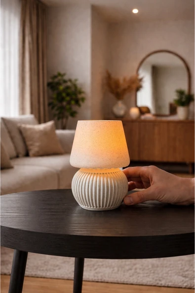 zulya Modern Mantar Tasarımlı LED Mumluk – 13 cm Dekoratif Gece Lambası | Sıcak Işık, Minimal Şık Tasarım ürün görseli 1