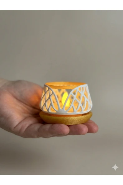 zulya Dekoratif LED Mumluk 7x5 cm – Biyo Plastik Modern Tasarım Tealight Mumluk (LED Mum Dahil) ürün görseli 1