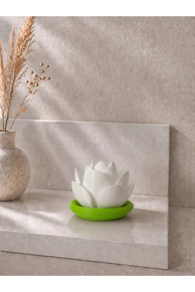 zulya Lotus Çiçeği LED Mumluk – Dekoratif Gece Lambası | Modern Minimal Mumluk ürün görseli 1
