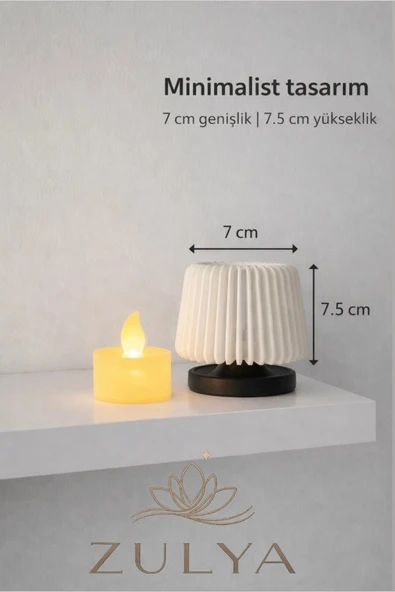 zulya Modern Dekoratif Tealight Mumluk – Sıcak Işık Yayan Şık Tasarım | 7 × 7,5 cm ürün görseli 1