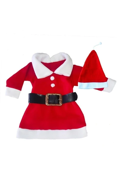 Kız Bebek Çocuk Noel Elbise Noel Baba Kıyafeti Yılbaşı Kostümü Yeniyıl Hediyesi Christmas Gift ürün görseli 1