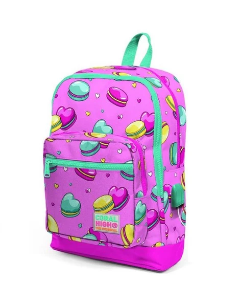 Coral High Açık Pembe Makaron Desenli USB ve AUX Soketli Okul Çantası 23261 ürün görseli 1