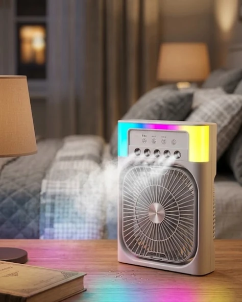 Mini Klima Fan Su Hazneli USB Şarjlı Sessiz Masaüstü Soğutucu ürün görseli 1