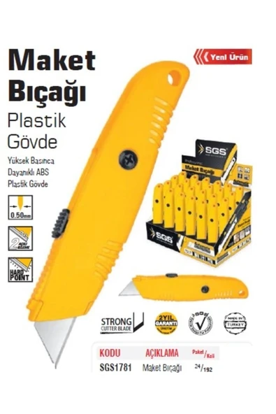 SGS 1781 Emniyetli Maket Bıçağı - Kademeli Koli ve Kargo Açma Bıçağı ürün görseli 1