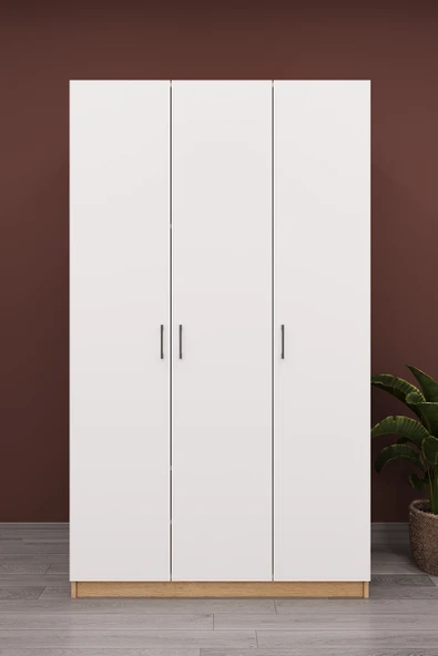 Lüks 3 Kapaklı Gardırop %100 MDF Askılı Çok Amaçlı Düzenleyici Elbise Dolabı G01 ürün görseli 1