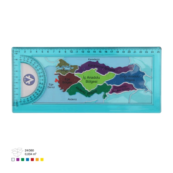 Ark Türkiye Haritası Şablonlu Cetvel ve İletki Seti 25 cm 2 Adet ürün görseli 1