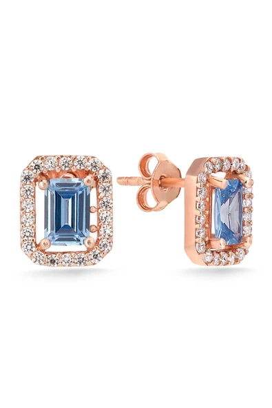 Lia Berto Rose Aqua Taşlı Baget 925 Ayar Gümüş Küpe ürün görseli 1