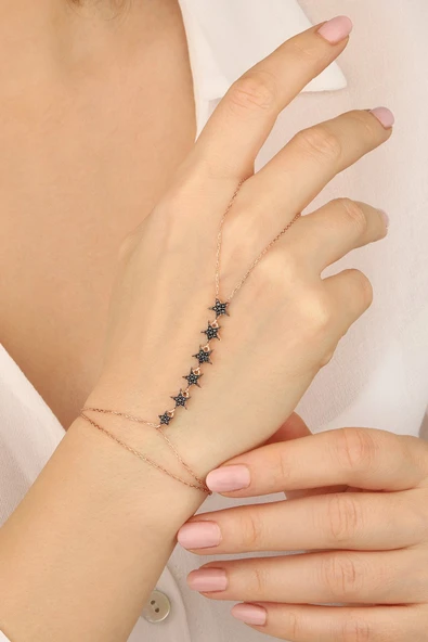 Lia Berto Kadın Rose Gold Sıralı Yıldız Model 925 Ayar Gümüş Şahmeran ürün görseli 1