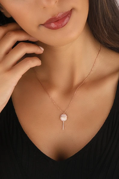 Lia Berto Rose Mikrofon Model 925 Ayar Gümüş Kolye ürün görseli 1