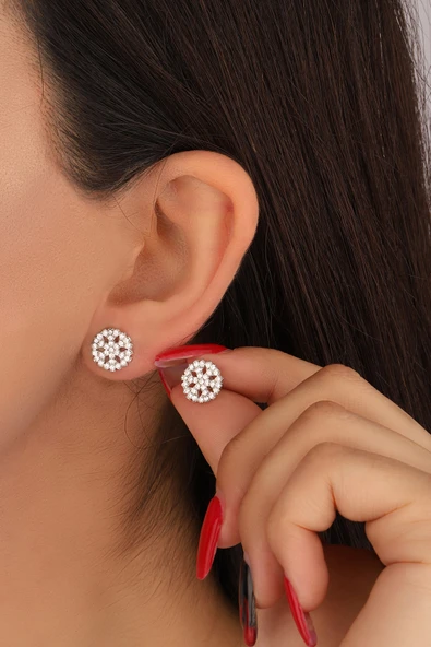 Lia Berto Kadın Kar Tanesi 925 Ayar Gümüş Küpe ürün görseli 1