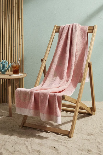 Pembe Poseidon %100 Pamuklu Plaj Havlusu 70x140 cm ürün görseli 1