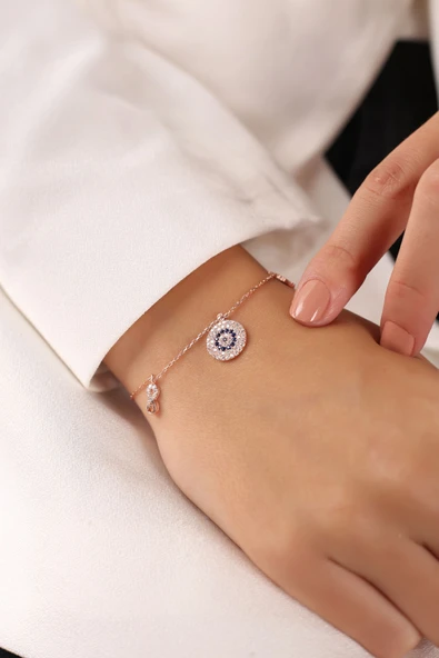 Lia Berto Rose Nazarlı Şans Model 925 Ayar Gümüş Bileklik ürün görseli 1