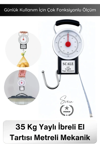 #Tartı Hassas Kancalı Valiz Kantarı Pazar Tartısı 35 Kg Yaylı İbreli El Tartısı Metreli Mekanik Bagaj Terazisi Paslanmaz ürün görseli 1