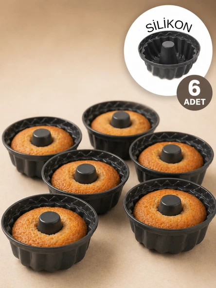 Beylini 6'Lı Silikon Oval Mini Kek Kalıbı Yapışmaz Muffin Kek Kalıbı Seti Şekilli Mutfak Kek Kalıbı Seti Antrasit ürün görseli 1